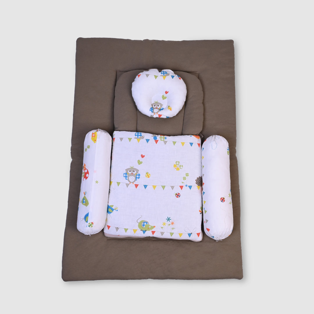 Baby Bedding Set - Brown with Fun Animals