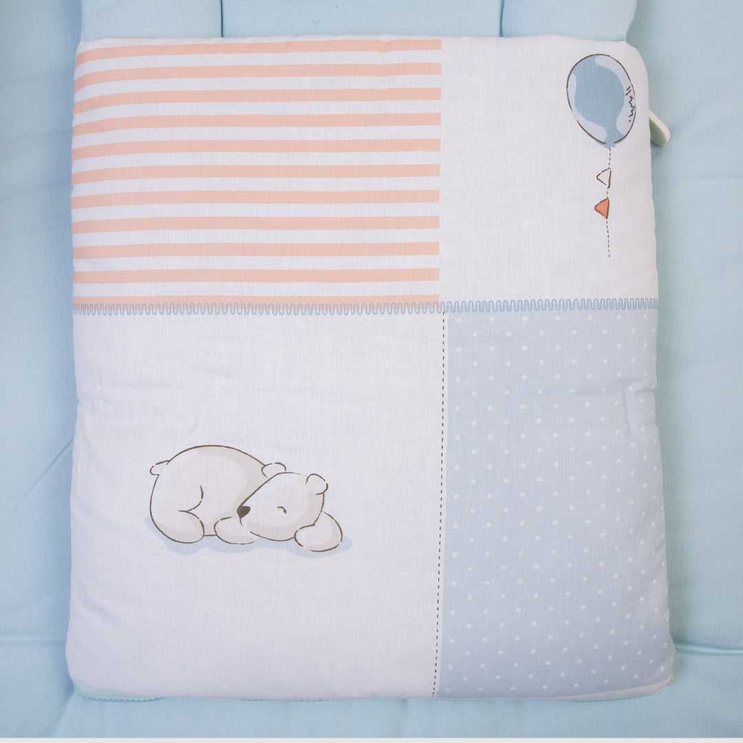 Baby Bedding Set - Blue with Striped Teddy Bear Theme