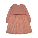 Peach and Heart Pattern Long Sleeve Dress