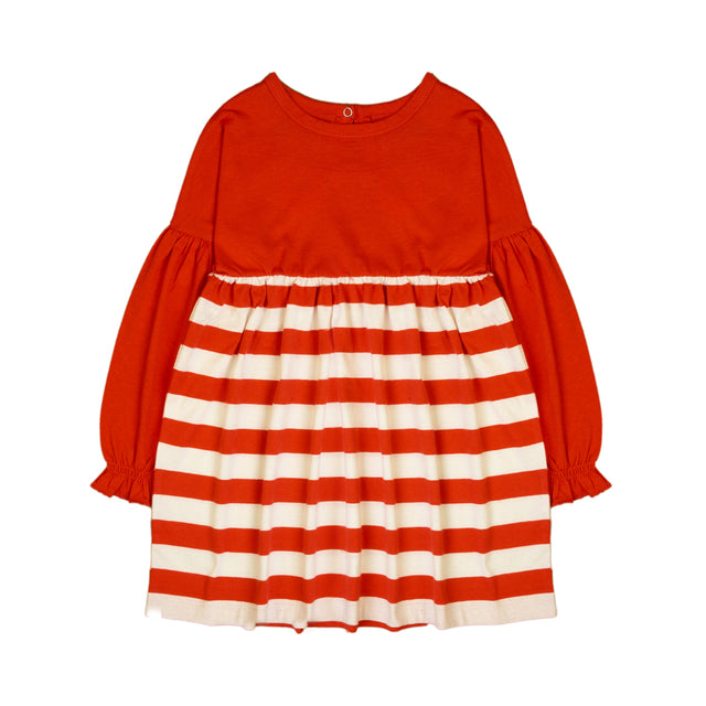 Orange and Striped Long Sleeve Dress