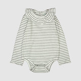 Striped Ruffle Collar Baby Bodysuit