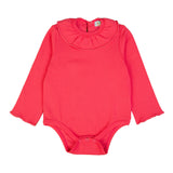 Bright Pink Ruffle Collar Baby Bodysuit