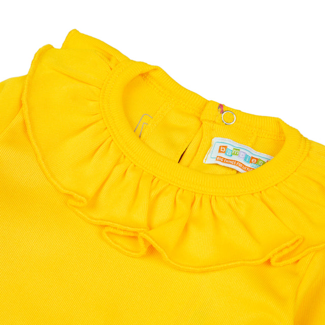 Sunny Yellow Ruffle Collar Baby Bodysuit