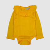 Sunny Yellow Ruffle Collar Baby Bodysuit