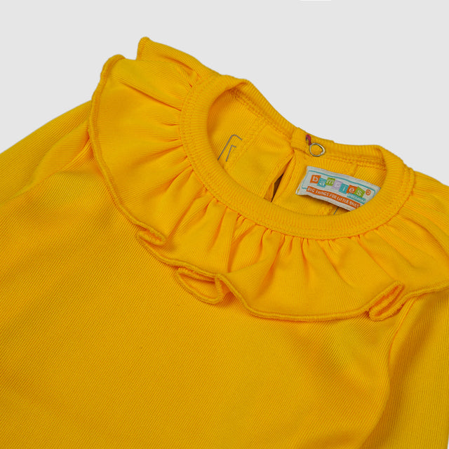 Sunny Yellow Ruffle Collar Baby Bodysuit