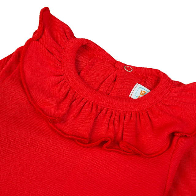 Bold Red Ruffle Collar Baby Bodysuit