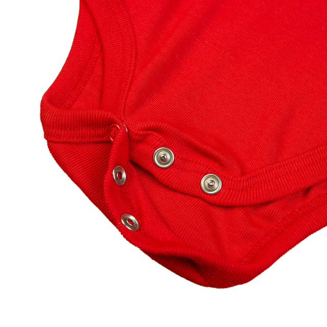 Bold Red Ruffle Collar Baby Bodysuit