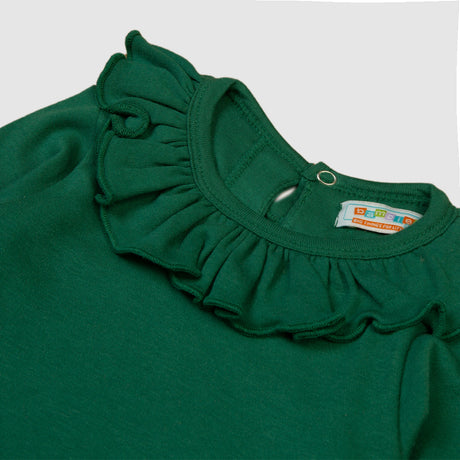 Classic Green Ruffle Collar Baby Bodysuit