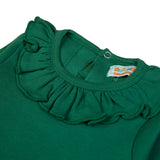 Classic Green Ruffle Collar Baby Bodysuit