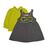 Yellow and Black Geometric Dress Set