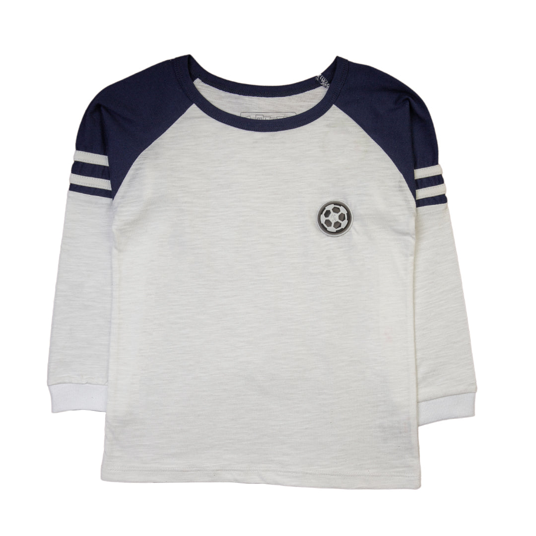 White and Navy Striped Soccer Shirt