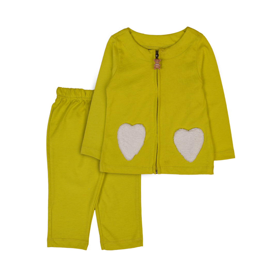 Yellow Heart Pocket Baby Outfit