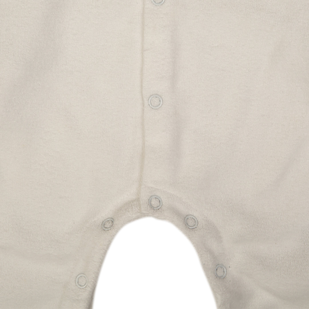 White Baby Onesie with Striped Sleeves