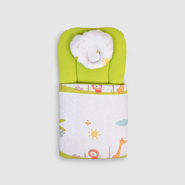 Lime Green Baby Carry Nest with Safari Print