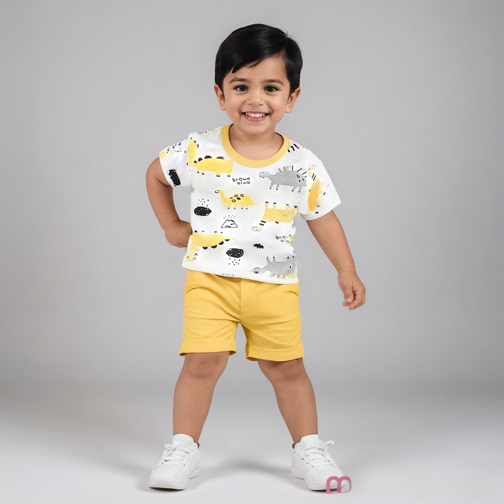 Summer Set - Dino tee with plain shorts