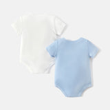 2 - Pack Baby Girl/Boy 100% Cotton Solid Color Short - sleeve Rompers - MomYom PK