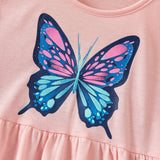 2 - piece Kid Girl Butterfly Print Ruffled Hem Long - sleeve Top and Leggings Set - MomYom PK