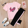 2 - piece Kid Girl Letter Heart Print Pink Tee and Colorblock Capri Pants Set - MomYom PK