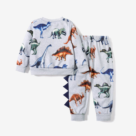 2 - piece Toddler Boy Animal Dinosaur Print Pullover Sweatshirt and Pants Casual Set - MomYom PK