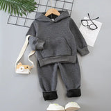 2 - piece Toddler Boy Solid Color Hoodie Sweatshirt and Pants Casual Set - MomYom PK