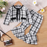 2 - piece Toddler Girl Plaid Tweed Cardigan and Layered Flared Pants Set - MomYom PK