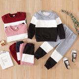 2 - piece Toddler Girl/Boy Colorblock Cable Knit Sweatshirt and Pants Set - MomYom PK