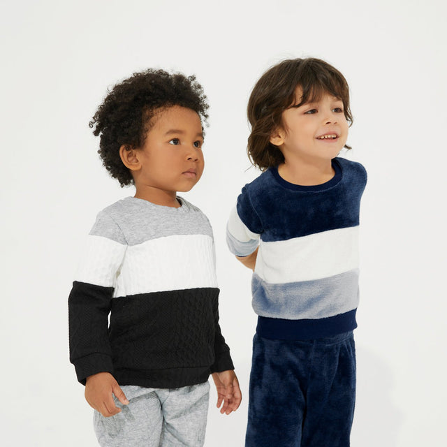 2 - piece Toddler Girl/Boy Colorblock Cable Knit Sweatshirt and Pants Set - MomYom PK