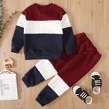 2 - piece Toddler Girl/Boy Colorblock Cable Knit Sweatshirt and Pants Set - MomYom PK