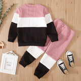 2 - piece Toddler Girl/Boy Colorblock Cable Knit Sweatshirt and Pants Set - MomYom PK