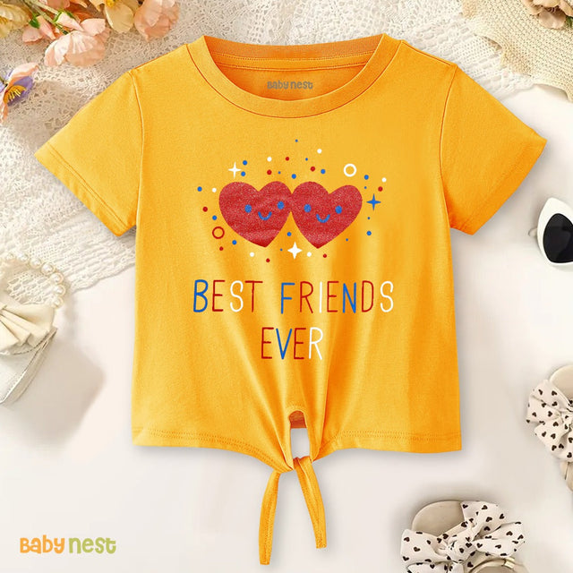 Best Friends Ever Half Sleeves T-Shirts For Kids - Yellow