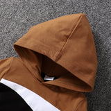 2pcs Baby Boy 95% Cotton Hooded Short - sleeve Colorblock Top & Shorts Set - MomYom PK