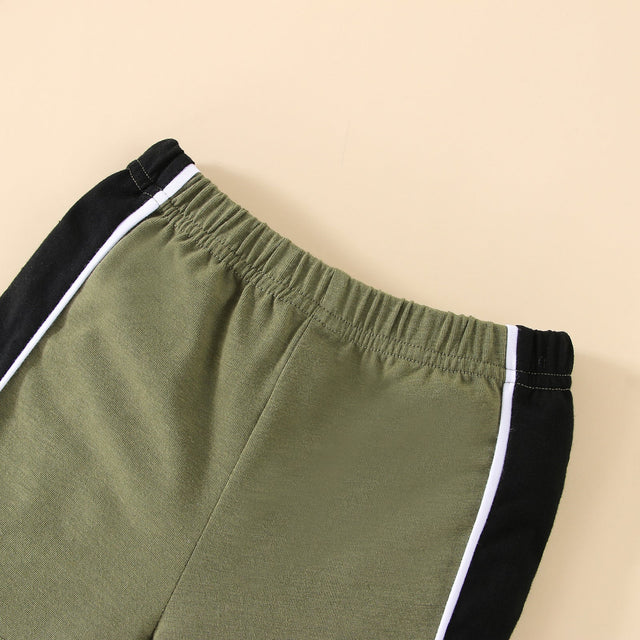 2pcs Baby Boy 95% Cotton Short - sleeve Colorblock T-shirt and Shorts Set - MomYom PK