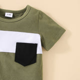 2pcs Baby Boy 95% Cotton Short - sleeve Colorblock T-shirt and Shorts Set - MomYom PK