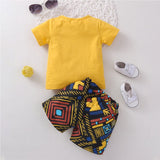 2pcs Baby Boy 95% Cotton Short - sleeve Geometric Print T-shirt and Shorts Set - MomYom PK