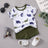 2pcs Baby Boy All Over Dinosaur Print Short - sleeve Tee and Solid Shorts Set - MomYom PK