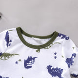 2pcs Baby Boy All Over Dinosaur Print Short - sleeve Tee and Solid Shorts Set - MomYom PK