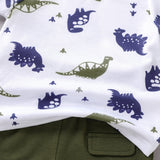 2pcs Baby Boy All Over Dinosaur Print Short - sleeve Tee and Solid Shorts Set - MomYom PK