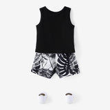 2pcs Baby Boy Cotton Tank Top and Allover Tropical Plant Print Naia™ Shorts Set - MomYom PK