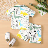 2pcs Baby Boy Dinosaur Letter Print Short - sleeve Shirt and Shorts Set - MomYom PK