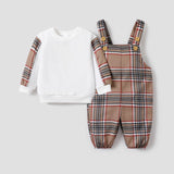 2PCS Baby Boy Grid/Houndstooth Casual Top/Camisole Pants Set - MomYom PK