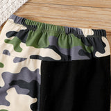 2pcs Baby Boy Short - sleeve Letter Print Black & Camouflage Naia™ Tee and Capri Pants Set - MomYom PK