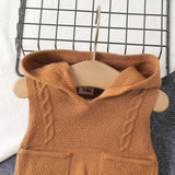 2pcs Baby Boy Solid Cable Knit Hooded Tank Top and Shorts Set - MomYom PK