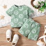 2pcs Baby Boy/Girl 95% Cotton Short - sleeve Allover Print Tee & Shorts Set - MomYom PK