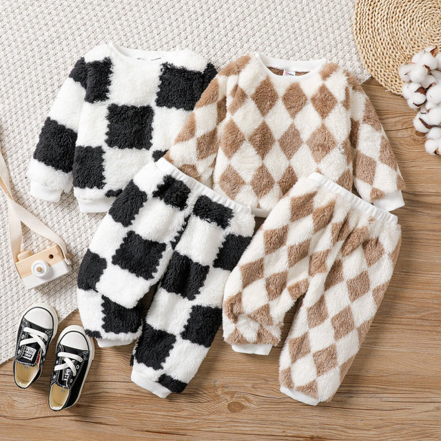 2pcs Baby Boy/Girl Casual Grid Long Sleeve Set - MomYom PK