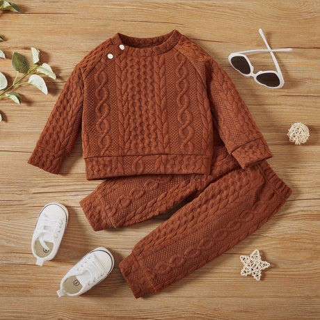 2pcs Baby Boy/Girl Solid Long - sleeve Imitation Knitting Set - MomYom PK