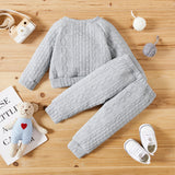 2pcs Baby Boy/Girl Solid Long - sleeve Imitation Knitting Set - MomYom PK