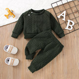 2pcs Baby Boy/Girl Solid Long - sleeve Imitation Knitting Set - MomYom PK