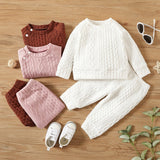 2pcs Baby Boy/Girl Solid Long - sleeve Imitation Knitting Set - MomYom PK