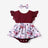 2pcs Baby Girl 95% Cotton Lace Flutter - sleeve Floral Print Romper with Headband Set - MomYom PK