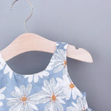 2pcs Baby Girl All Over Daisy Floral Print Bowknot Sleeveless Tank Dress with Hat Set - MomYom PK